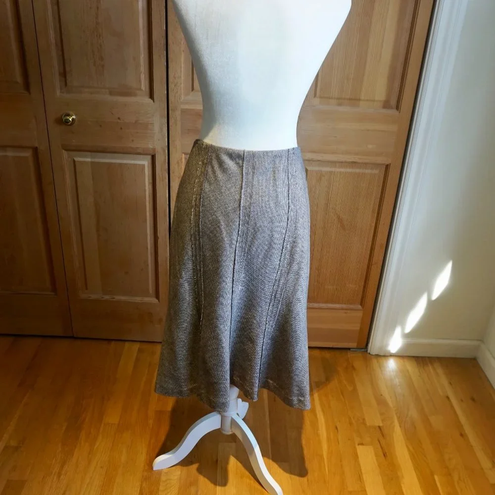 💚 VINTAGE ALFANI Brown Houndstooth Midi Skirt (10) - Picture 6 of 10
